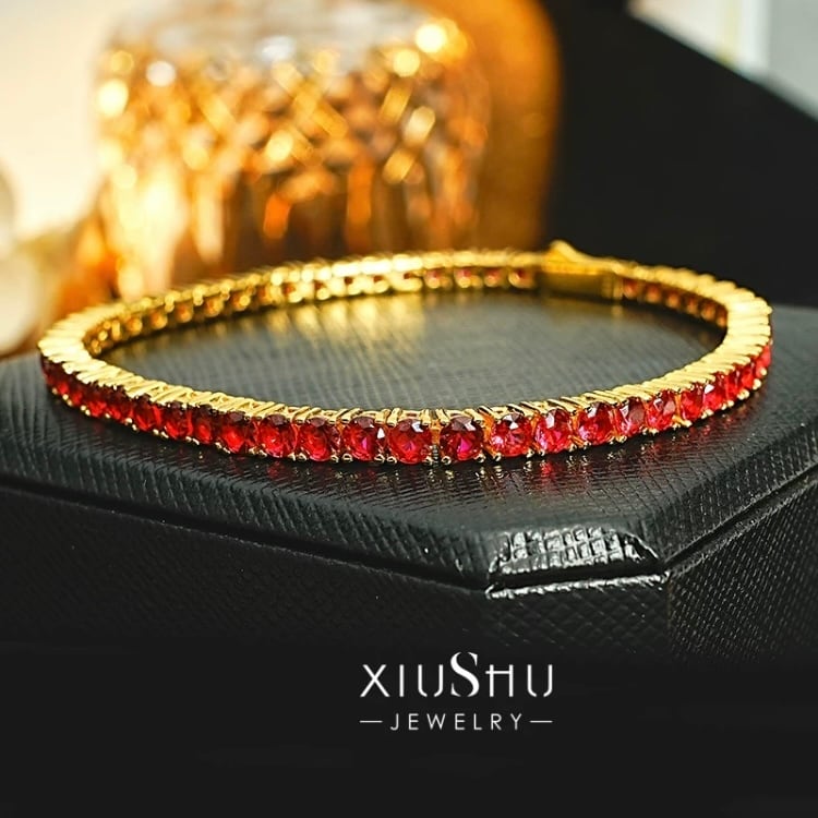 キラキラカットのルビーブレスレット AA品ルビーブレスレット約8mmミラーカット貴石の王天然石 - 【石街