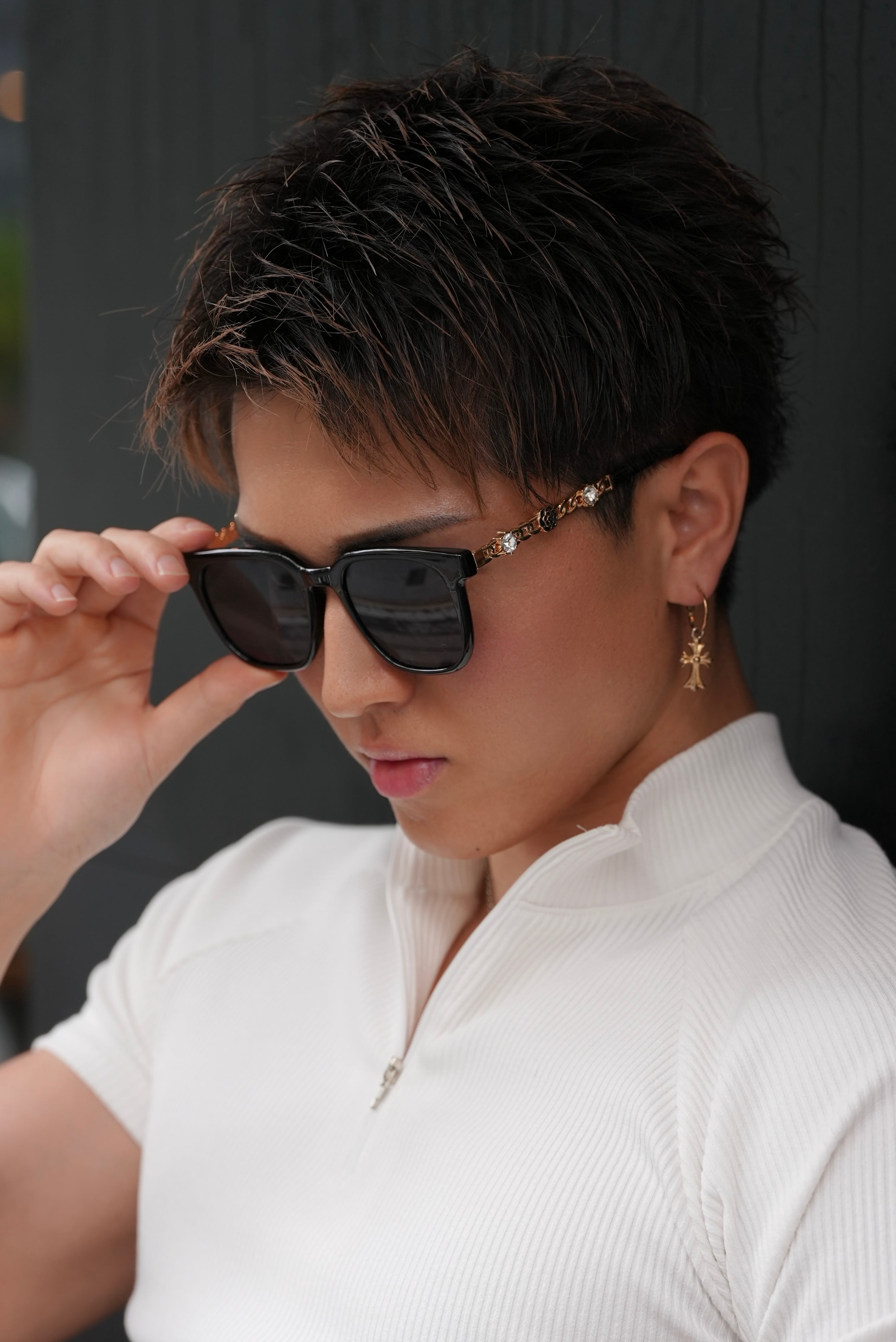 LUXURY BLACK SWAROVSKI SUNGLASSE【BB26017】 | BELINDA OFFICIAL
