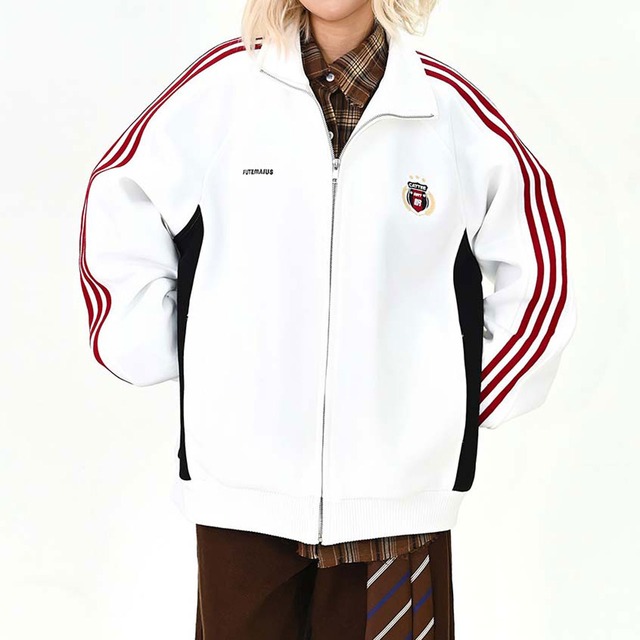 トラックラインエンブレムジップブルゾン 2col   R01488