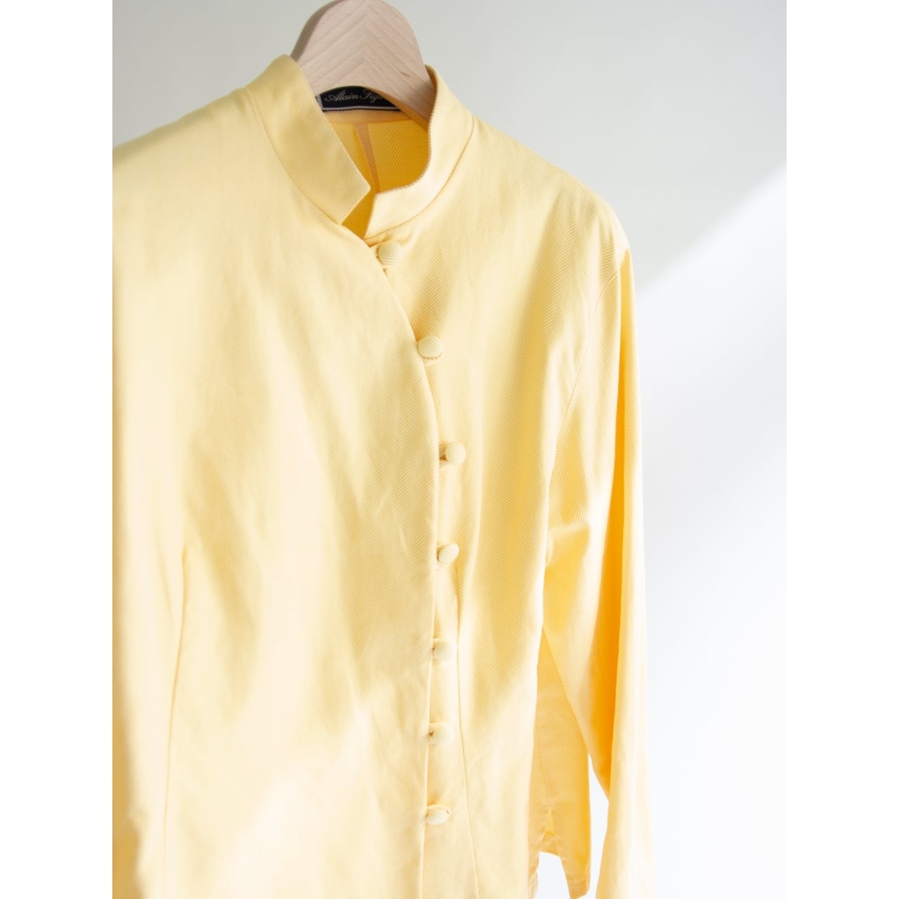 Alain Figaret】Made in France 100% Cotton China Shirt Jacket（アランフィガレ フランス製  ヘリンボーン柄 コットンチャイナシャツジャケット） | MASCOT/E