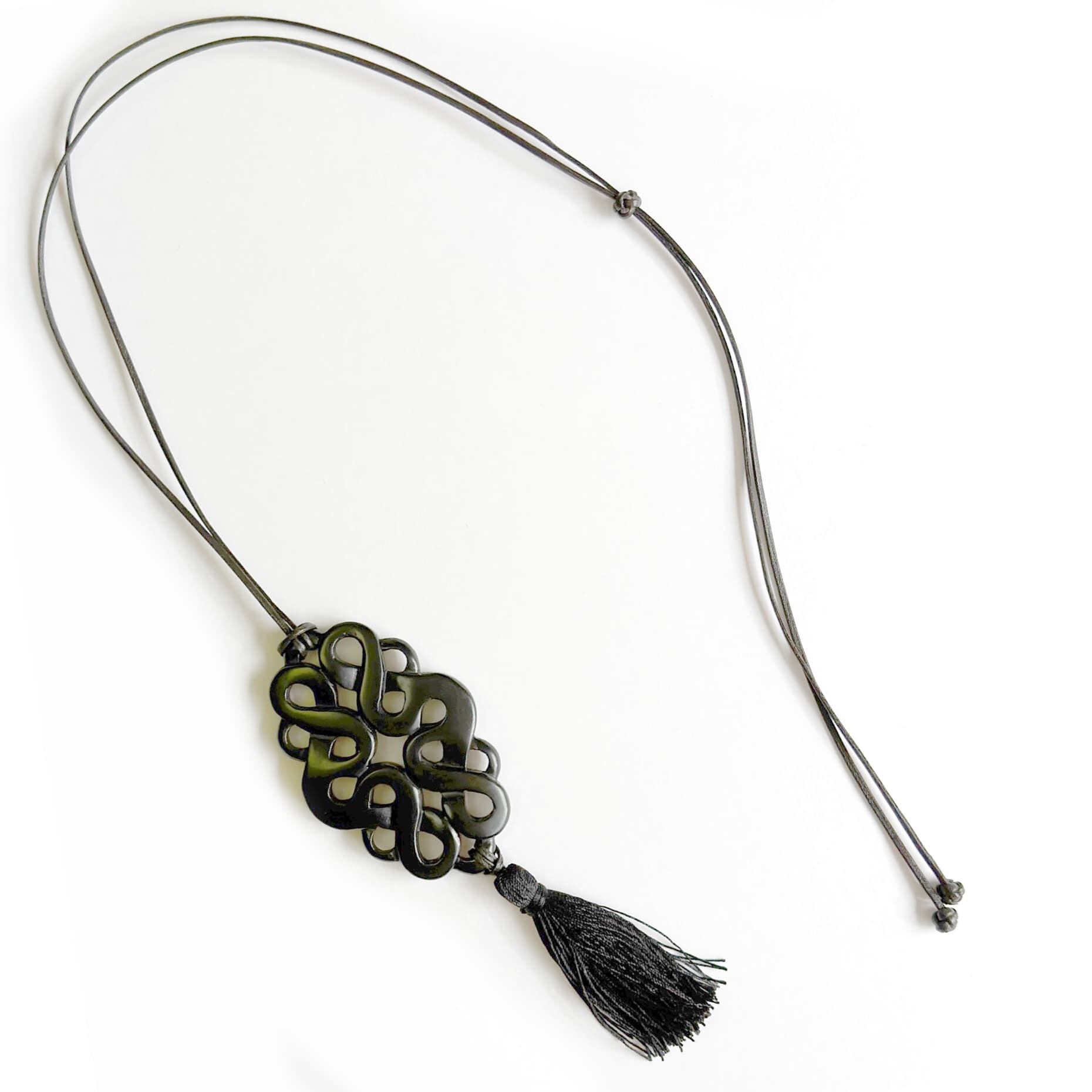 N-217b ebony Aタッセルペンダント黒 | Bijoux Kei