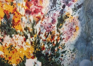 マルク・シャガール作品「花束」作品証明書・展示用フック・限定500部エディション付複製画リトグラ