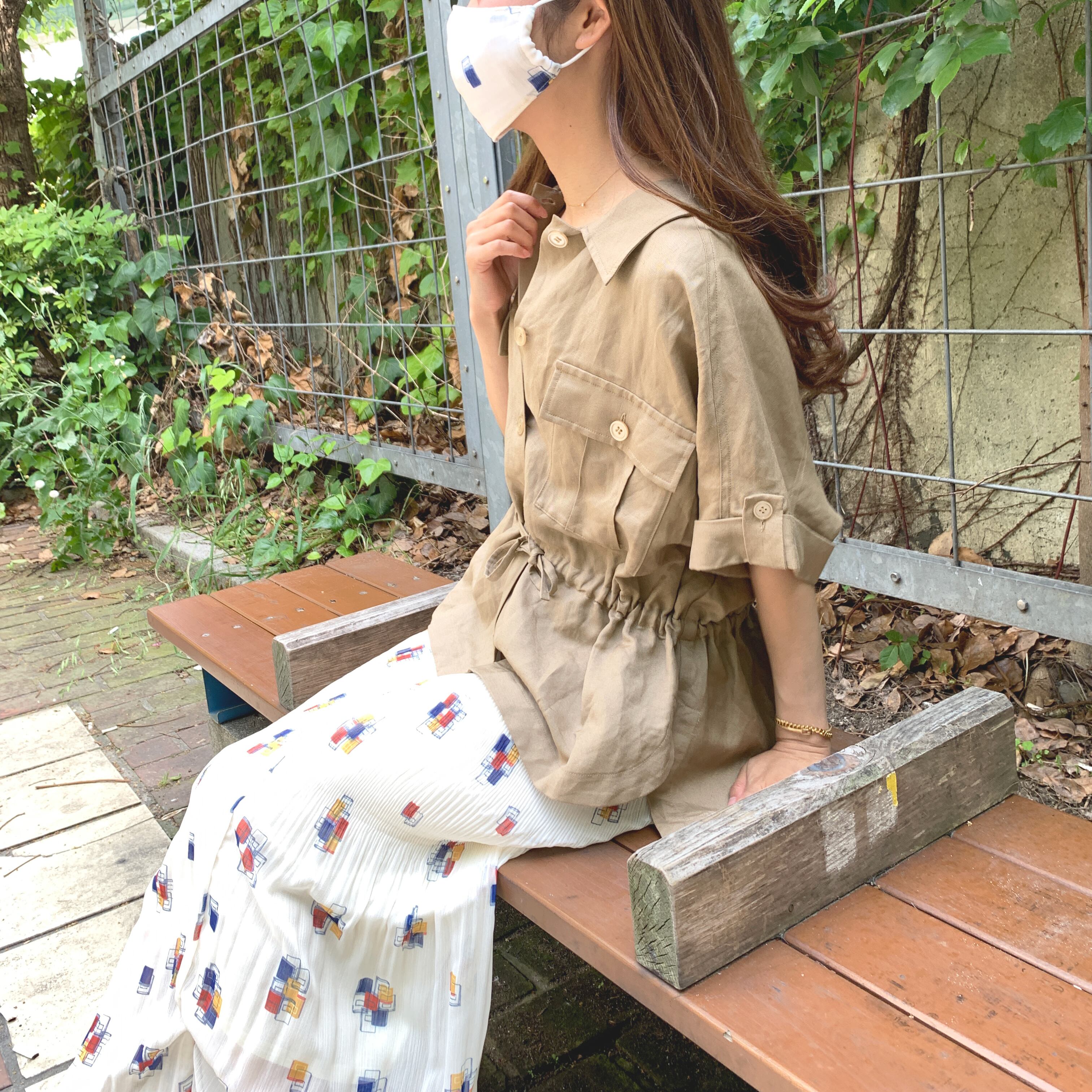 本柄 】 マジョリカプリーツスカート ロングスカート アイボリー