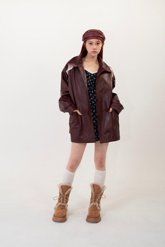 VINTAGE-LIKE LEATHER JACKET HK-018