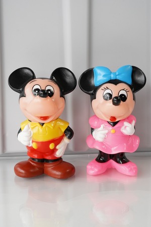 三菱銀行 非売品 ミッキー ミニー 貯金箱 ソフビ ペア 2体セット 昭和レトロ ディズニー