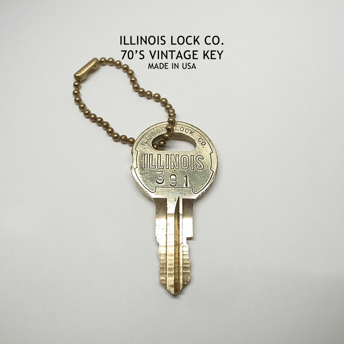 ILLINOIS LOCK CO. ILLINOIS 391H432 MADE IN USA/イリノイロック ビンテージ真鍮キー 鍵 カギ