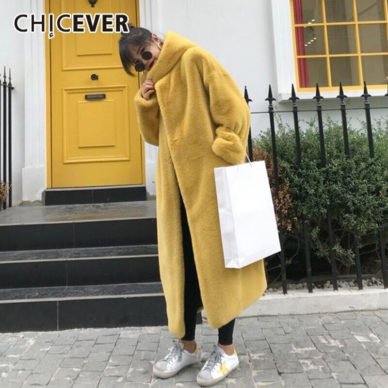 CHICEVER太いツイード女性フード付き長袖ルーズプラスサイズぬいぐるみコート服タイド2020 ロング 大きめサイズ 6base536521878951