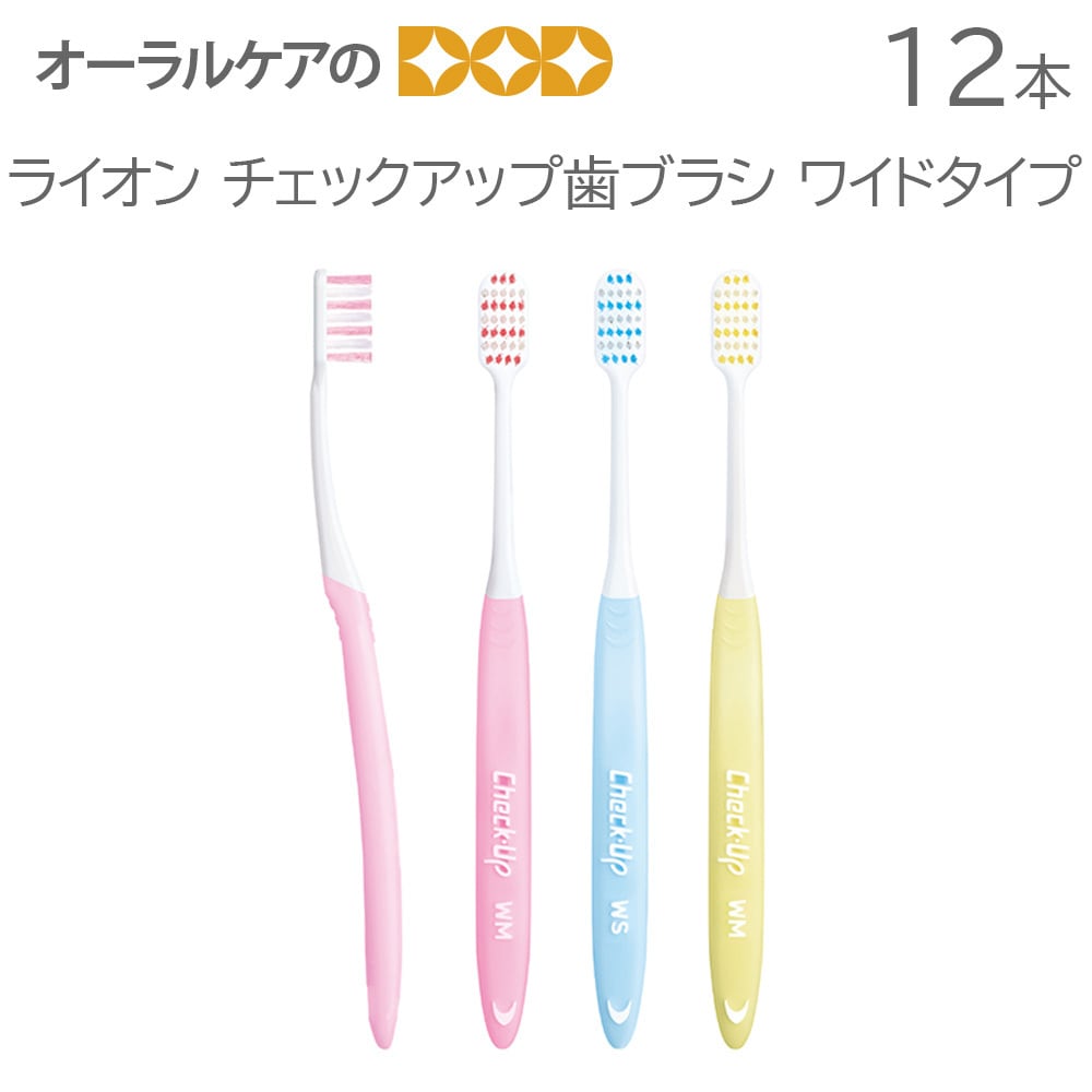 12本 ライオン チェックアップ歯ブラシ ワイドタイプ 3色アソート 【メール便可 1セットまで】【クレジットカード決済のみメール便送料無料】