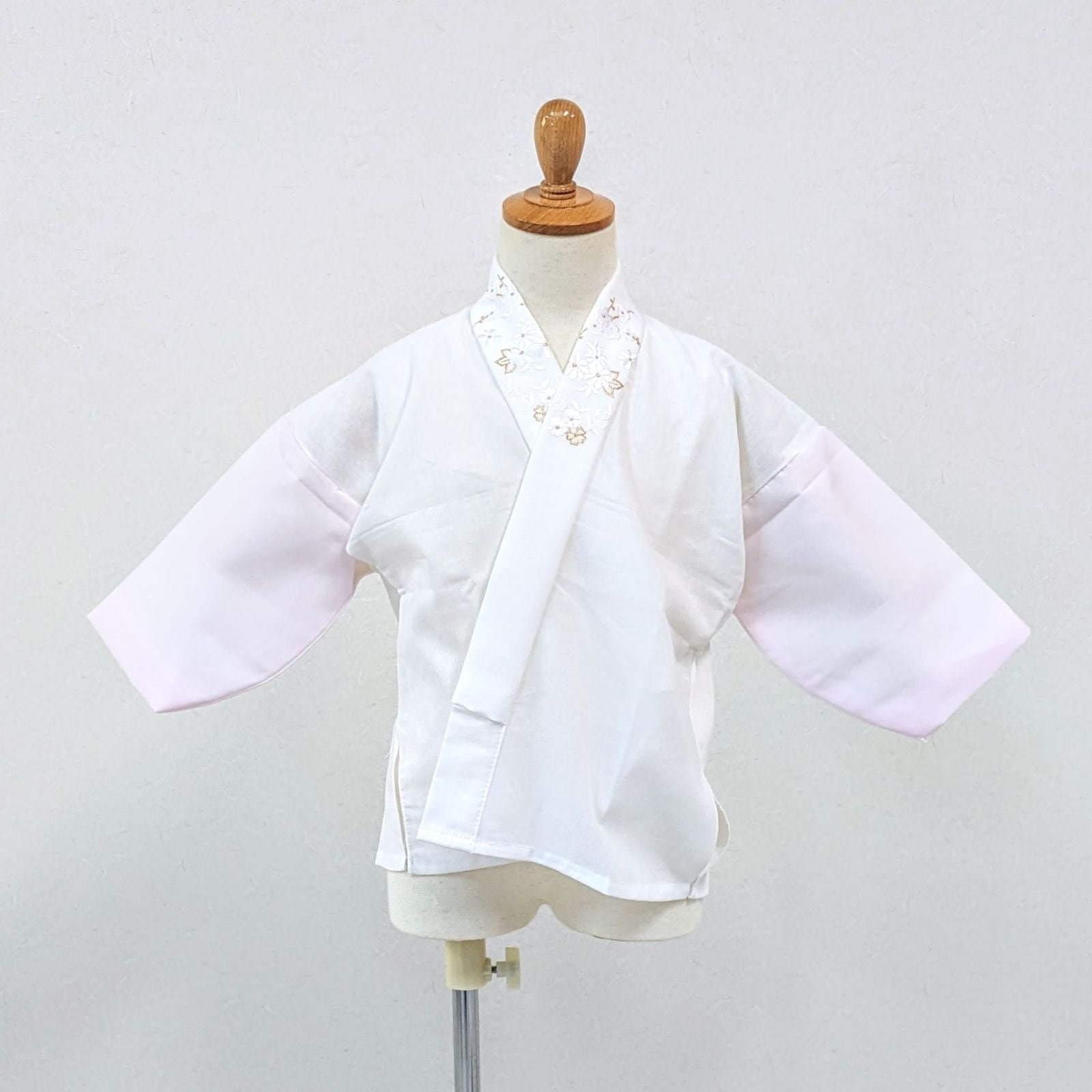 七五三 女の子 子供用 刺繍 半衿付き 肌着 長襦袢 3歳 7歳 白 金