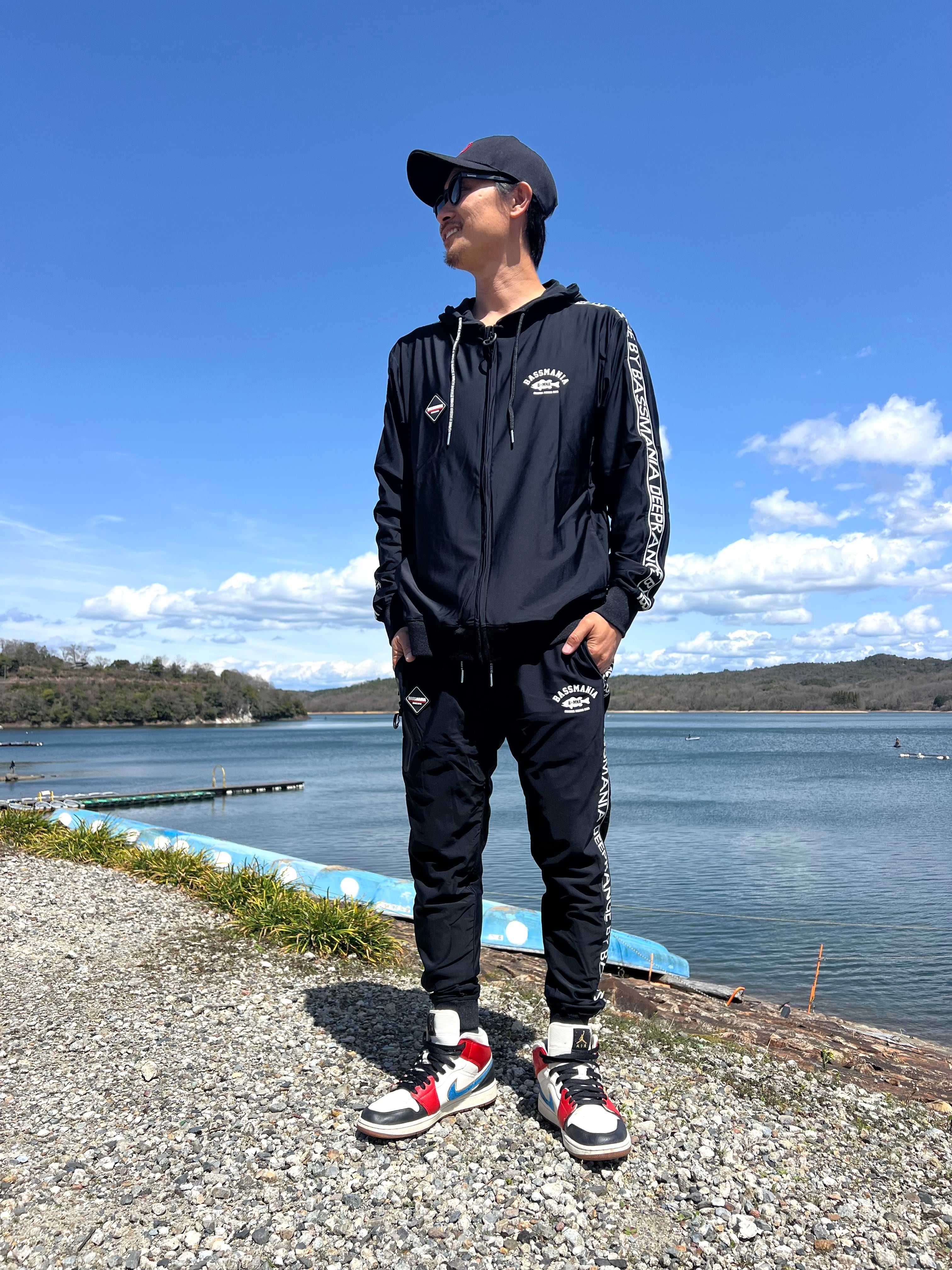 サイドリブ編みUVラッシュZIPパーカー［BLK］［LIMITED］ | bassmania.jp