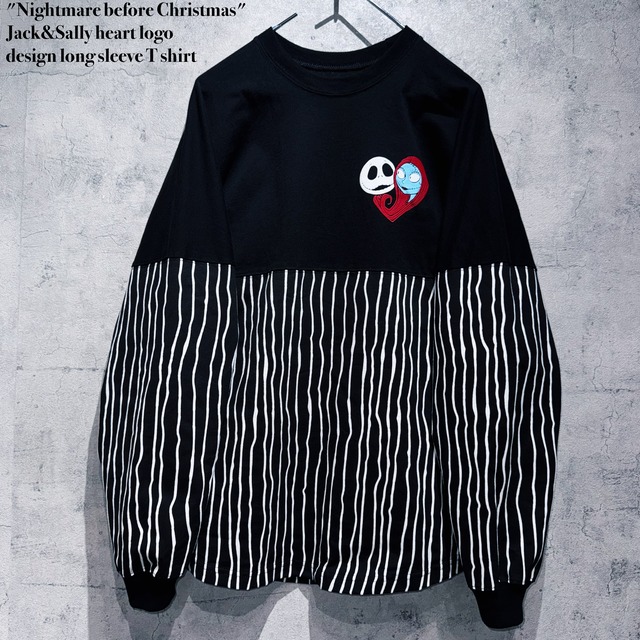 "Nightmare before Christmas"Jack&Sally heart logo design long sleeve T shirt