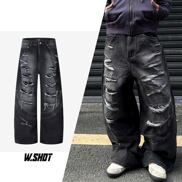 VINTAGE ストリート ダメージ加工 デニムパンツ P471 VINTAGE ストリート ダメージ加工 デニムパンツ P471