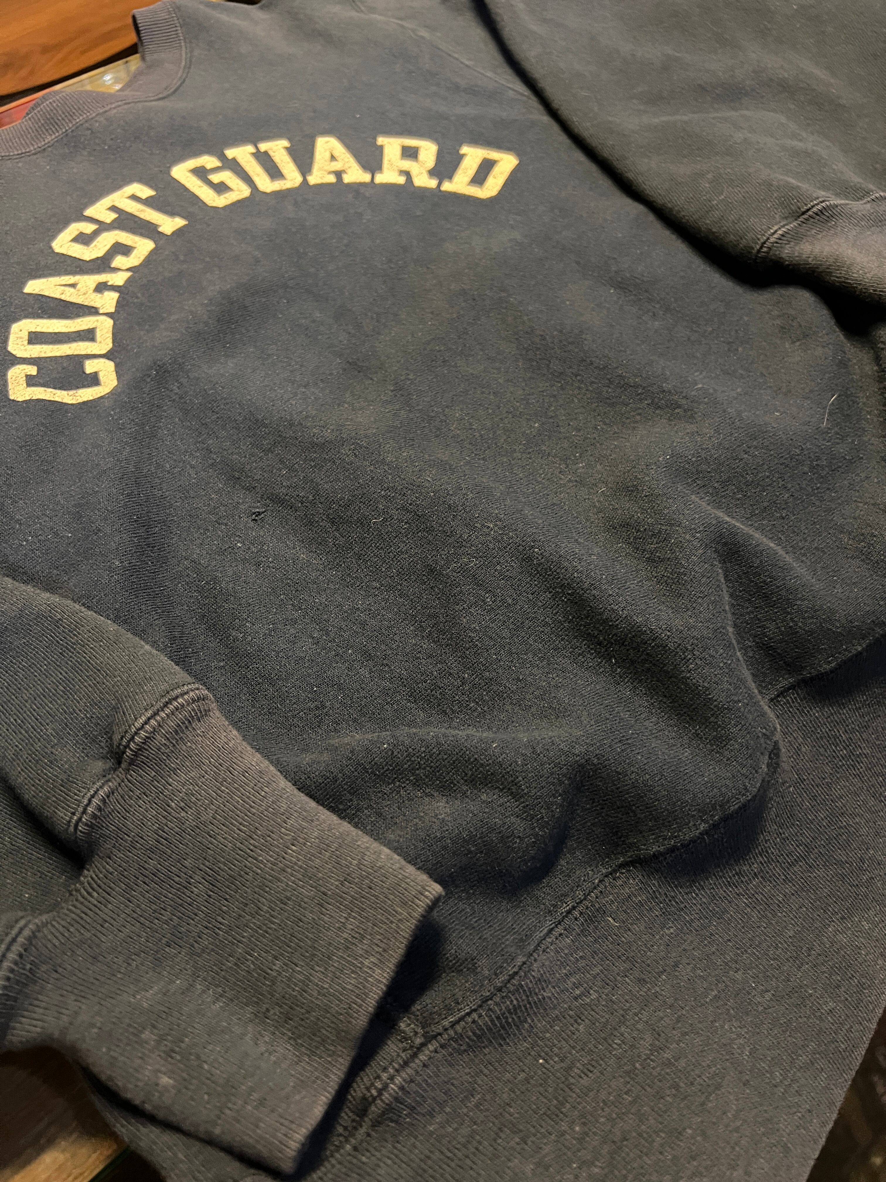 80s Champion Reverse Weave “COAST GUARD” Print Sweatshirt / Made
