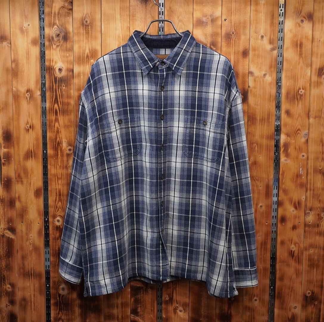 stjohnsbay セントジョンズベイ　ブラックオンブレシャツ stjohn'sbay オンブレ ネルシャツ ボックスシルエット XL/セント