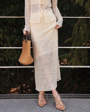 Crochet sheer pencil skirt L0189