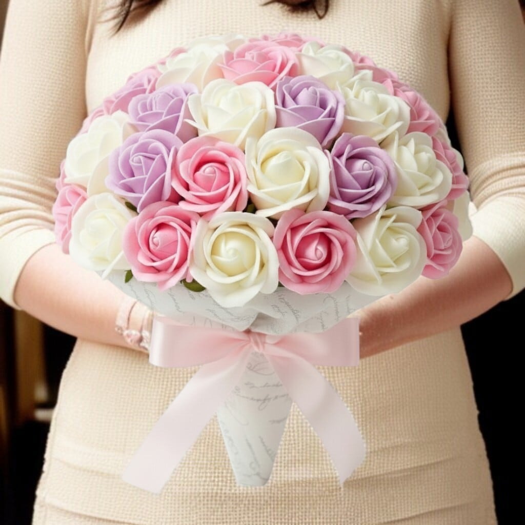 ロイヤルブルー L(100本) サヴォンローズ 花束 | 石鹸素材のバラの花束