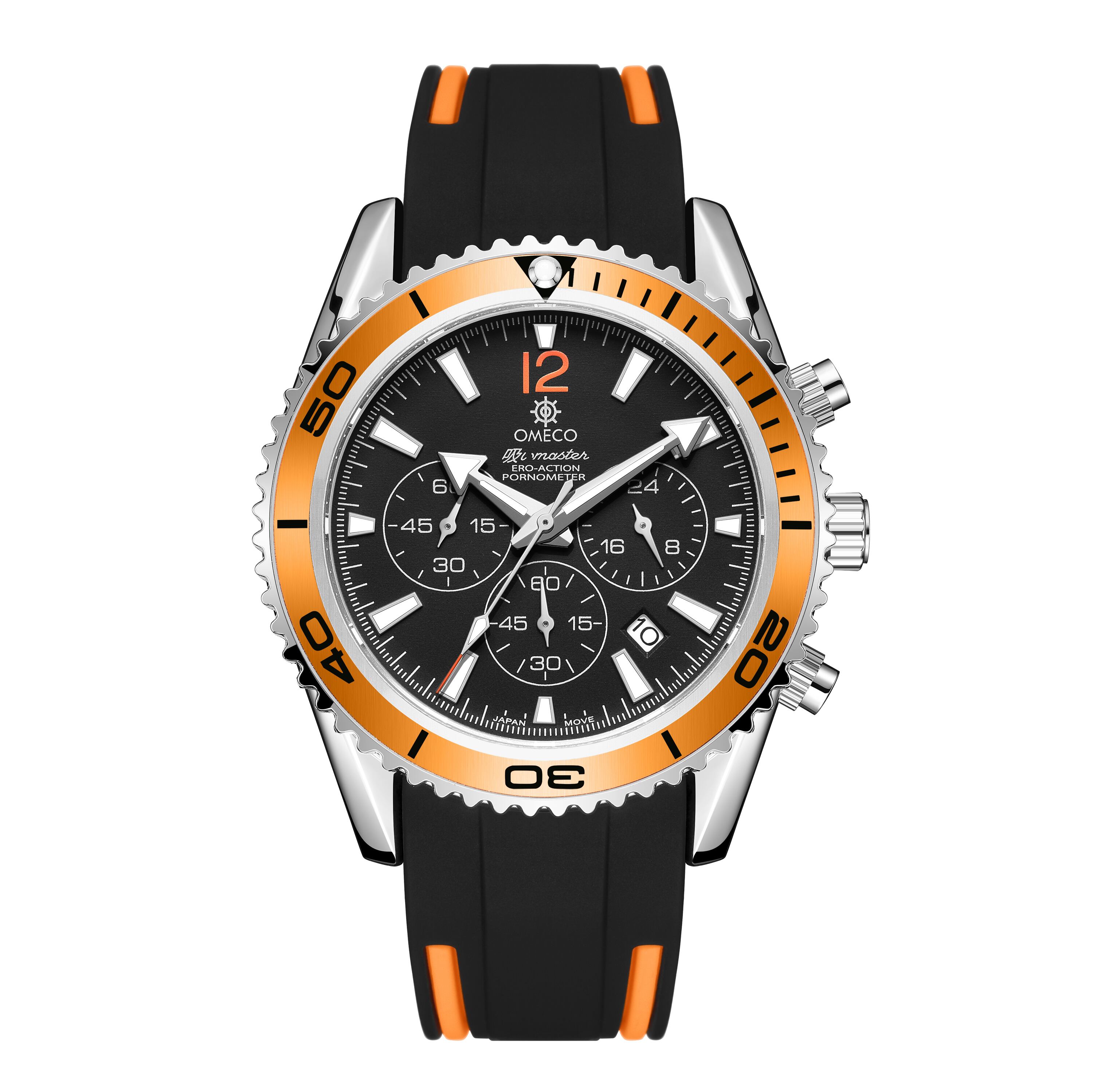 【OMECO】CHRONOGRAPH WATCH SUI-MASTER ORANGE メンズ腕時計 男性用時計 日本製ムーブメント