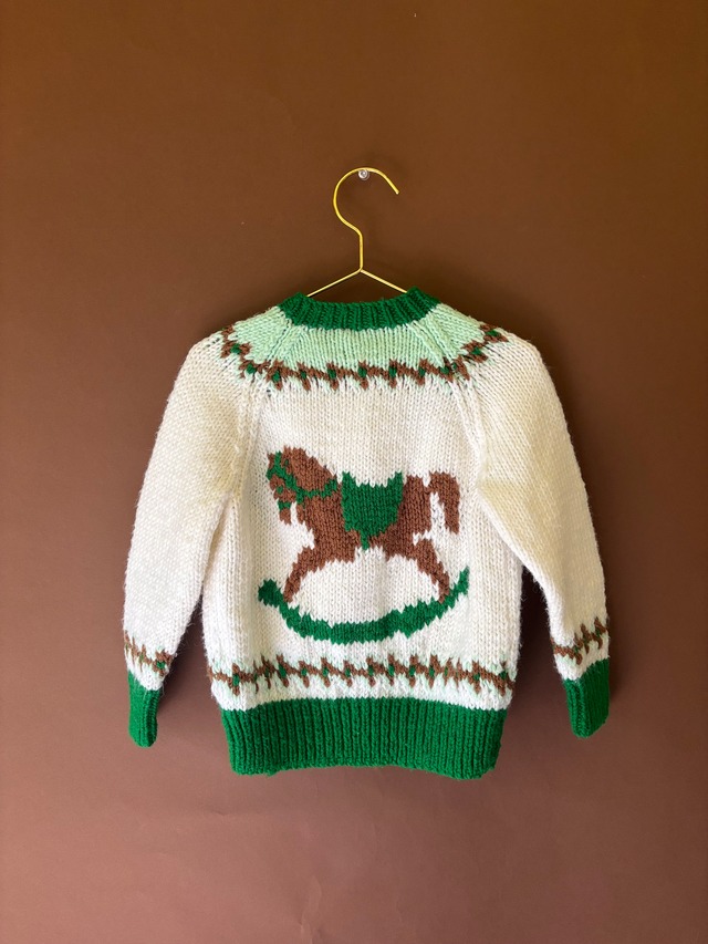 【KIDS vintage】rocking horse cardigan .  about 2-3y