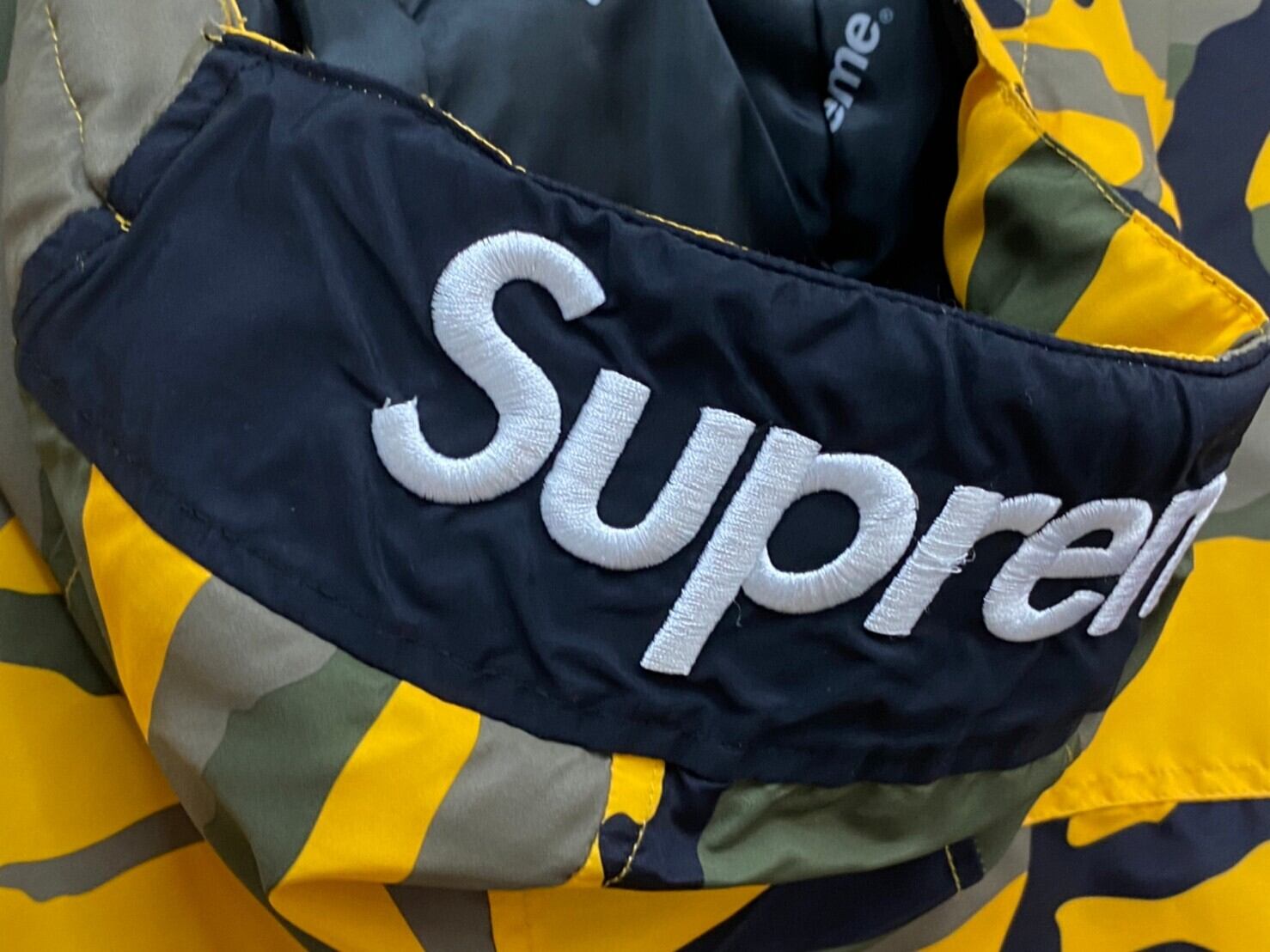 Supreme HOODED LOGO HALF ZIP PULLOVER YELLOW CAMO XL 5772 | BRAND  