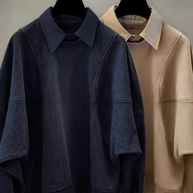 Batwing sleeve square neck sweatshirt(MT1434)