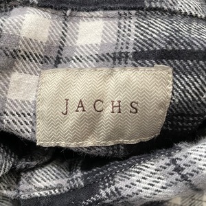 【JACHS】ネルシャツ ヘビーネル  フランネルシャツ 黒系 チェック 柄シャツ XL ビッグサイズ フラップポケット US古着