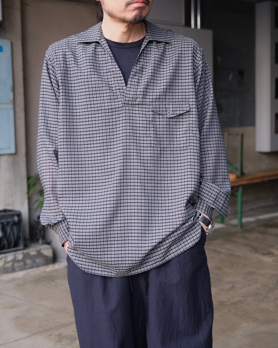 ULTERIOR “ SUPER LIGHT WOOL CHECK SKIPPER SHIRT” | Lapel online store