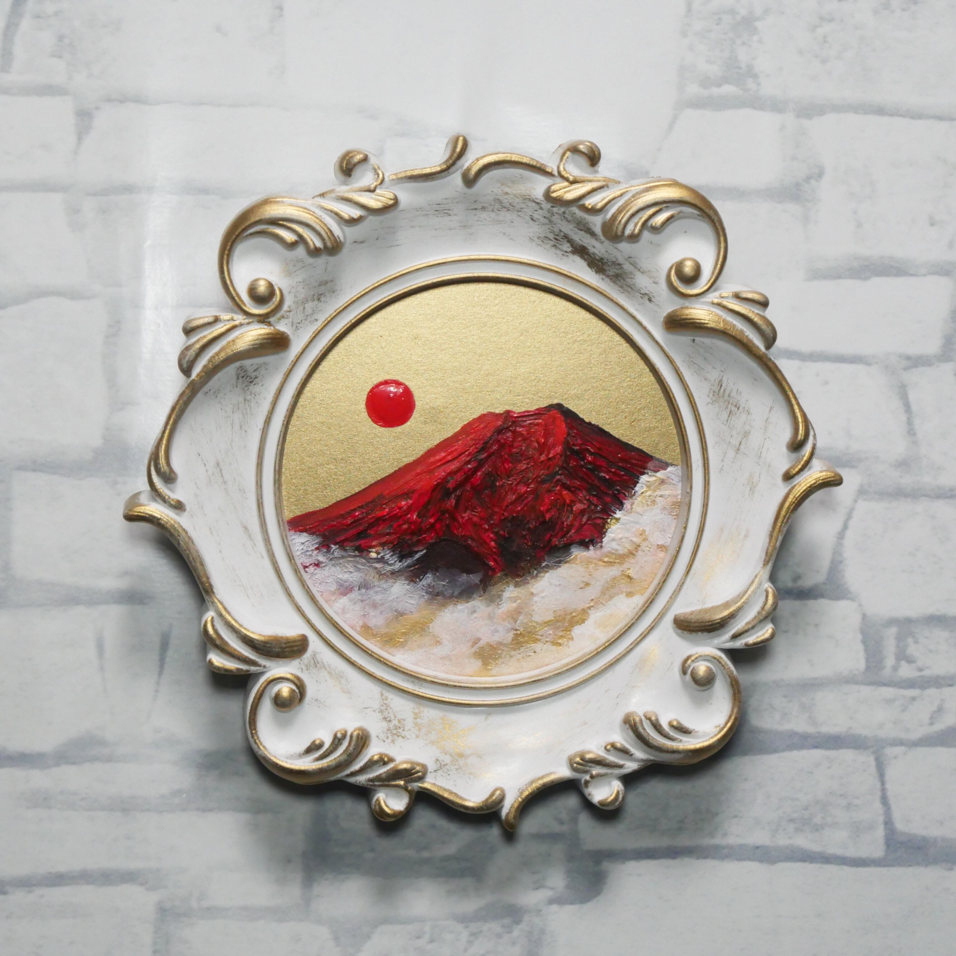 油絵 油彩 油彩画 絵画【マリーゴールドと富士山】 | HIROSHI1990