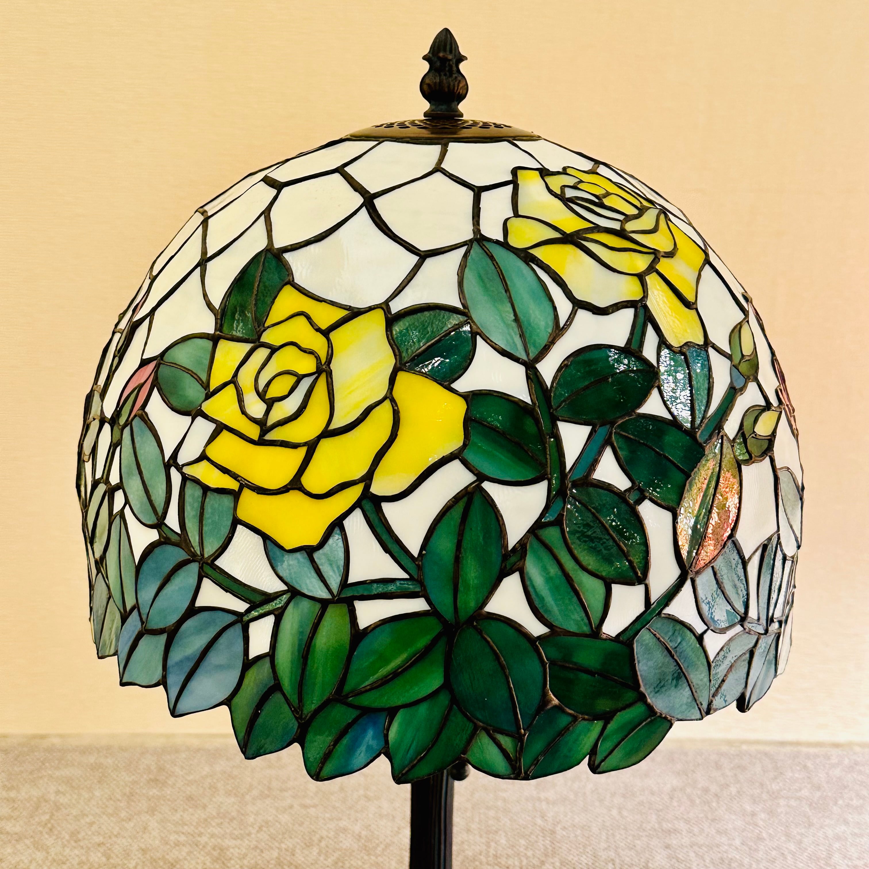 ステンドグラスランプ花フラワー大型モザイクガラス2灯