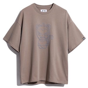 SALE 【HIPANDA ハイパンダ】男女兼用 ビッグシルエット 十二支 申年 刺繍 Tシャツ UNISEX BIG SILHOUETTE MONKEY YEAR EMBROIDERY SHORT SLEEVED T-SHIRT / BEIGE