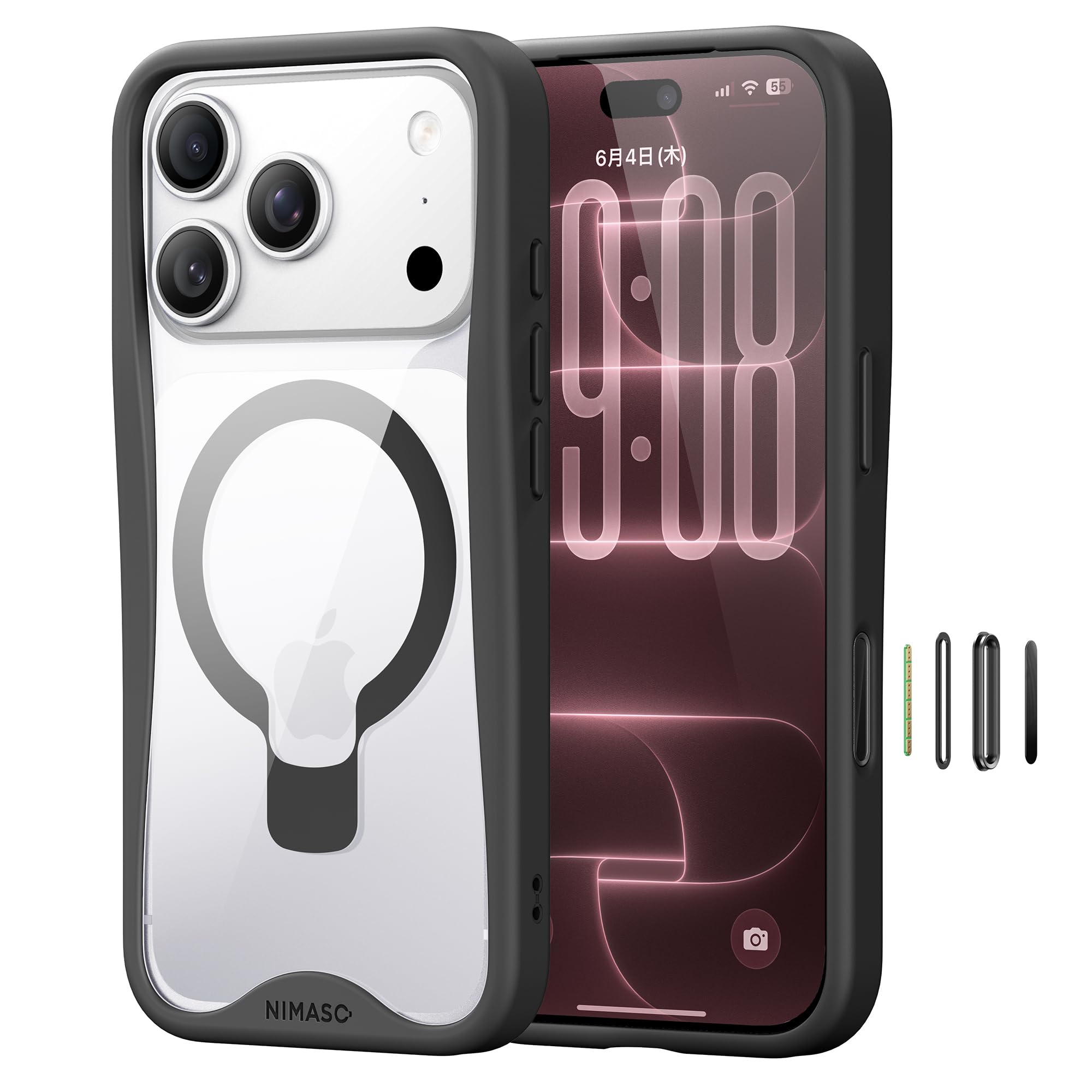 NIMASO iPhone 18 Pro Max/17 Pro Max用 ケース MagSafe対応 よい握り心地 優雅シリーズ ブラック
