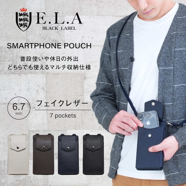 E.L.A イーエルエー ラウンド財布 二つ折り 合成皮革 ELA-9030