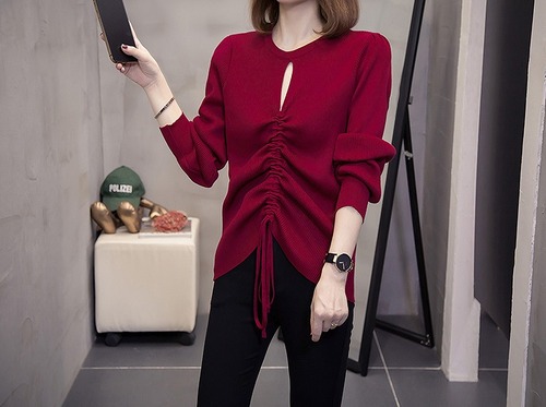 【大きいサイズXL-4XL】【秋冬新作】ファッションセーター♪アカ/ブラック2色展開◆#sebooo-26037