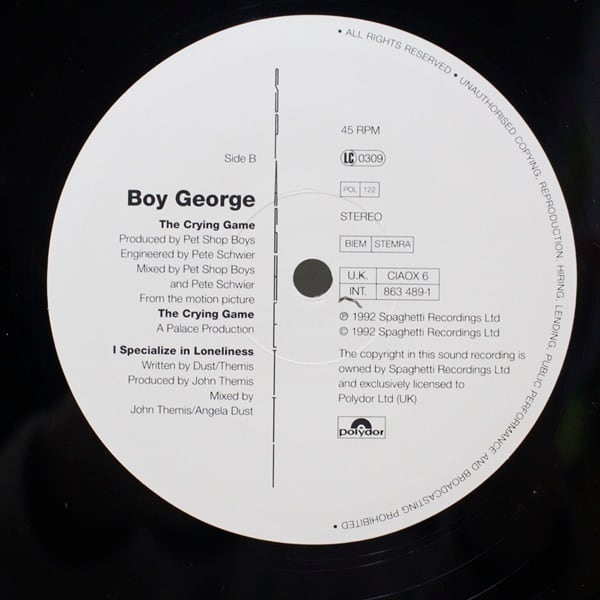 Boy George / The Crying Game [CIAOX 6, 863 489-1] - 画像4