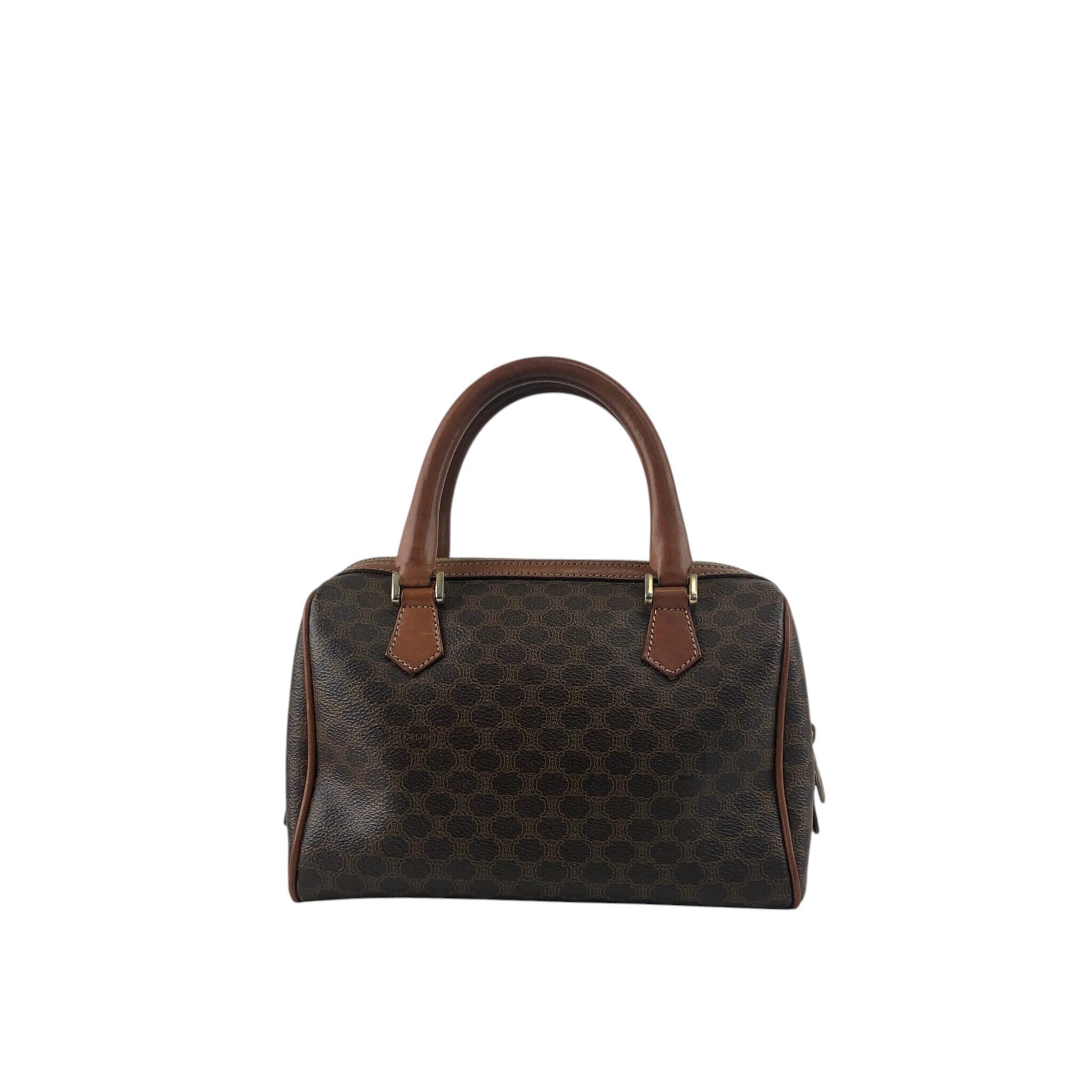 CELINE セリーヌ マカダム ショルダーバッグ ブラウン ブラゾン型押し