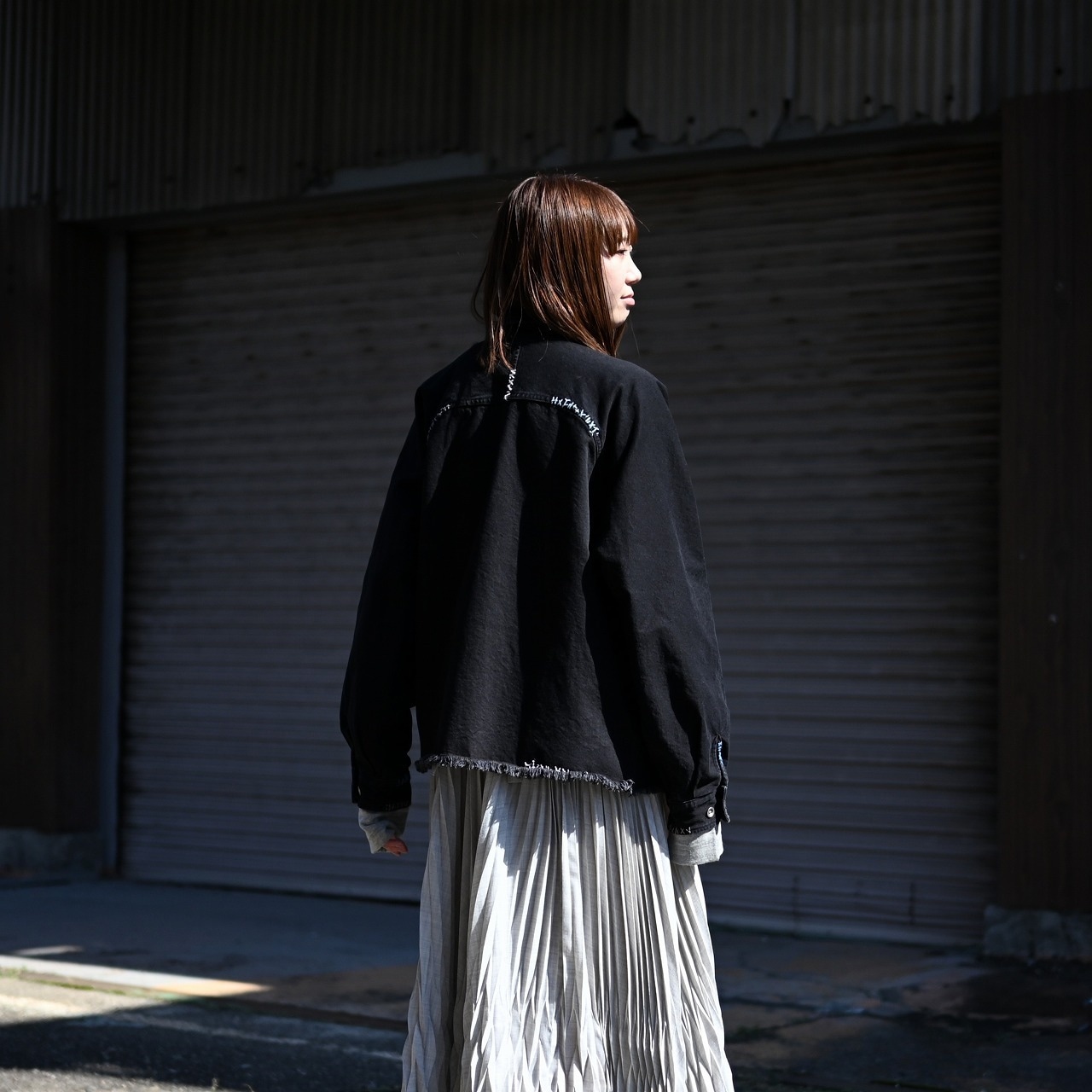 KUON / GANKO別注 Sashiko Kimono Sleeve Cutoff Denim shirt jacket レディースコーディネート