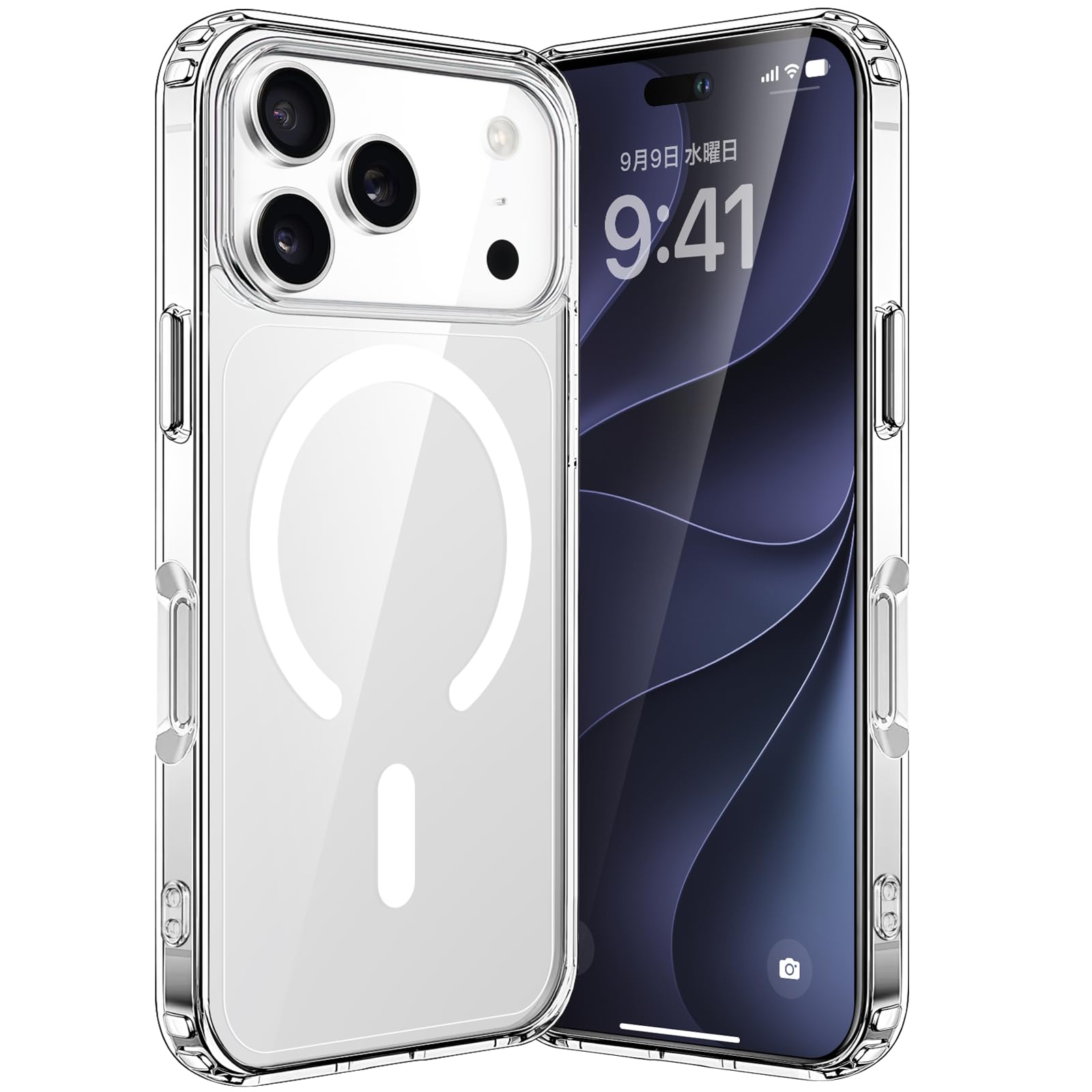 Xeokone 対応 iPhone 18 Pro Max ケース クリア 米軍MIL規格 MagSafe対応 マグネット搭載 耐衝撃 四隅衝撃吸収 黄変防止 いphone 18 Pro Max 透明ケース ワイヤレス充電対応 レンズ保護 キズ防止 滑り止め 軽量 PC背面+TPUバンパー 二層構造