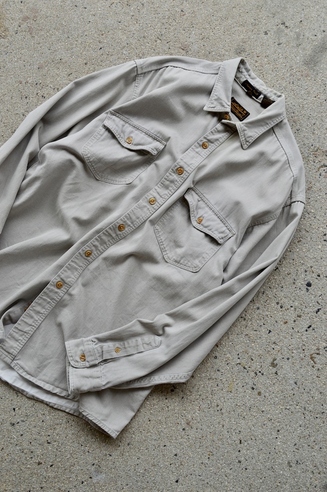 Eddie Bauer 1980's Eikhorn Twill Made in USA Heavy Twill Flap Work Shirt エディーバウアー 80s シャツ エルクホーンツイル