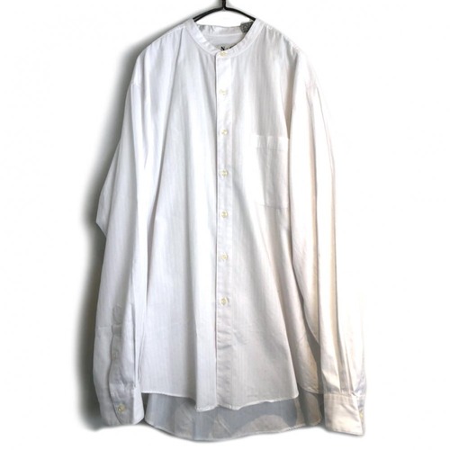 Vintage Stand Collarless Shirt [1990s] [INC] Vintage Long Sleeve Collarless Shirt