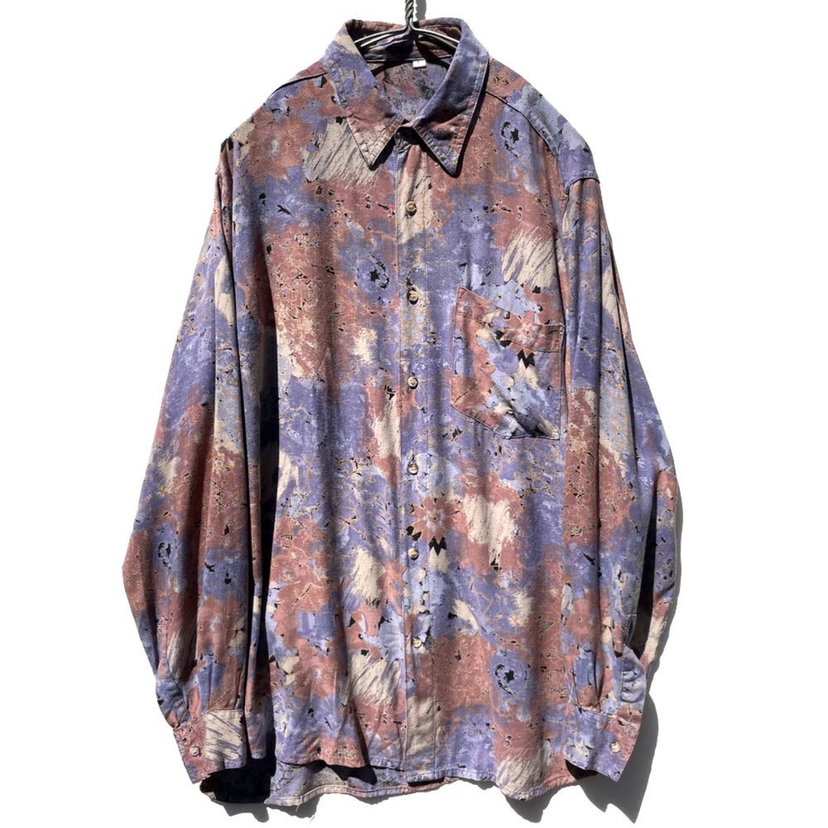 Vintage Abstract Pattern Art Print Rayon Shirt [1990s-] Vintage Rayon ...