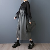 バイカラー ロング シャツワンピ 00300