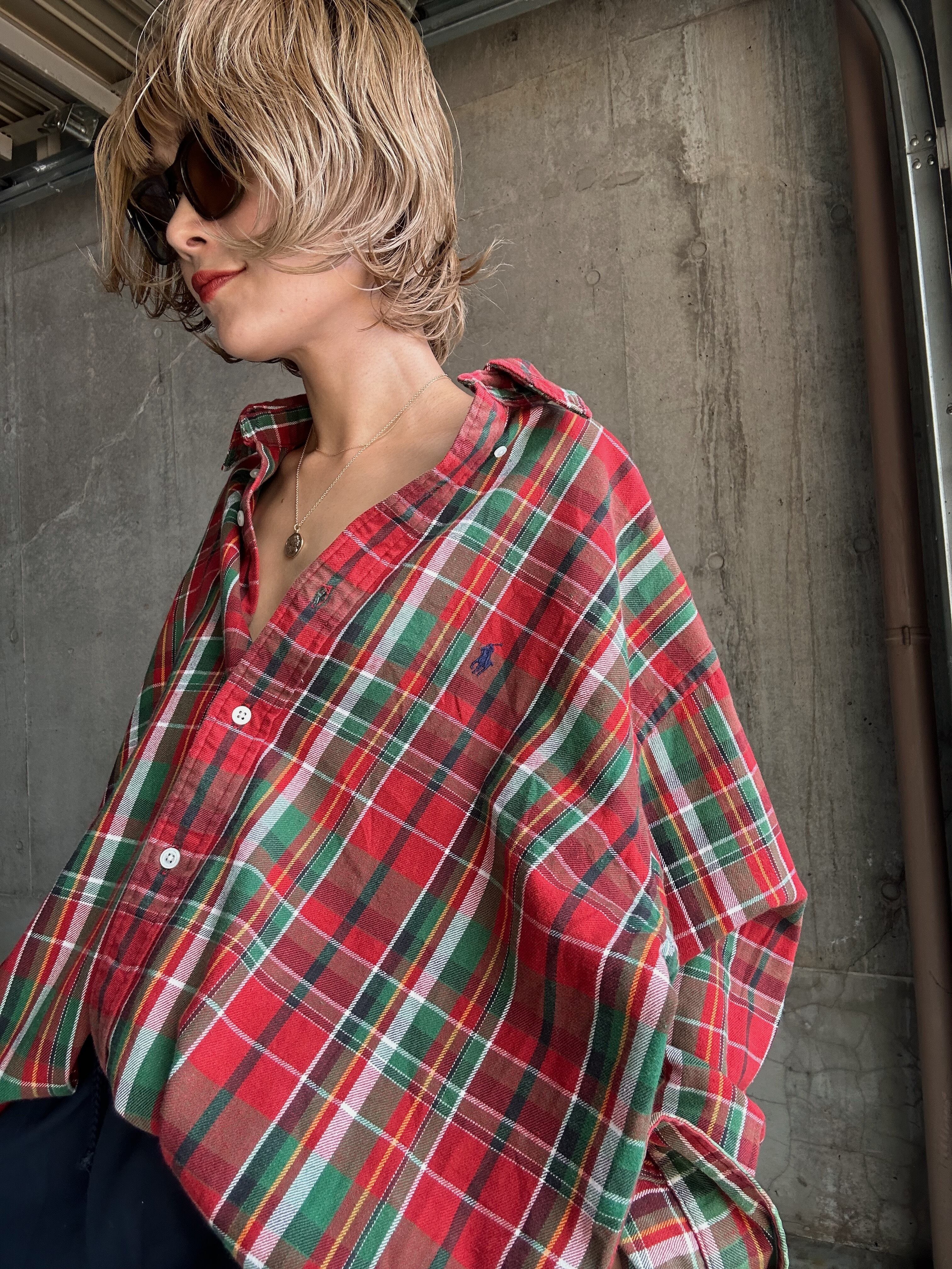 (SH 1178)Ralph Lauren cotton BD checed shirt "The Big"