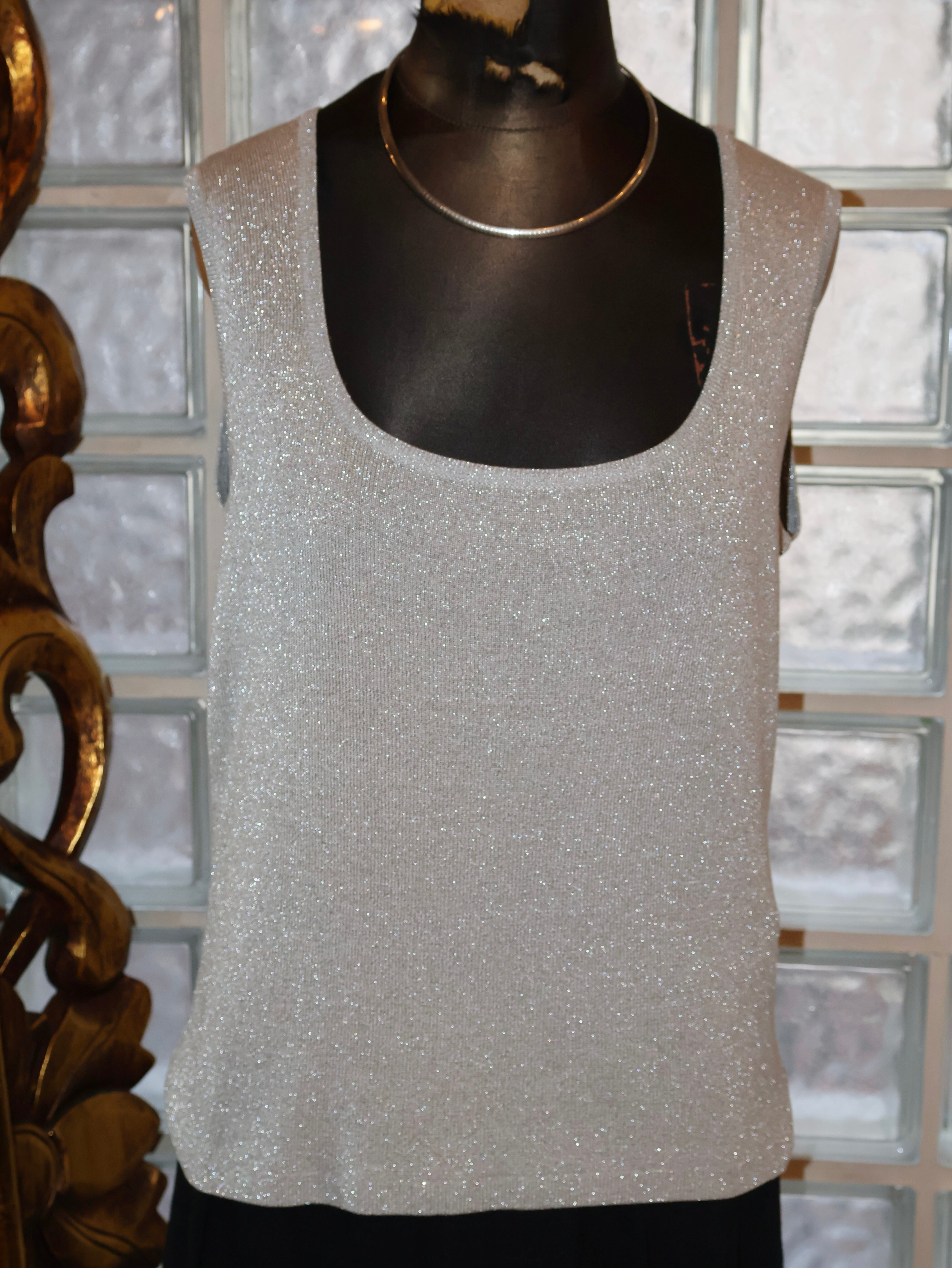 metallic silk sleeveless tops【8112】
