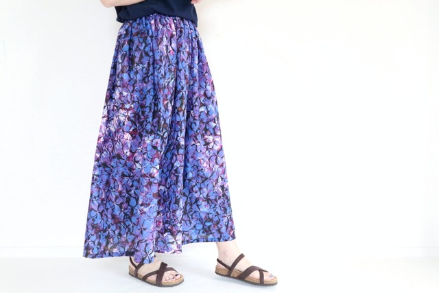 【受注】心はずむ　紫陽花スカート　パープル