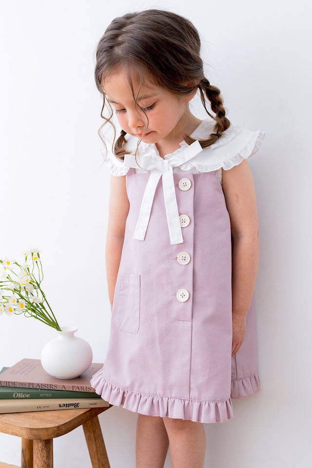 ボタンディテールジャンパースカート〈Purple〉