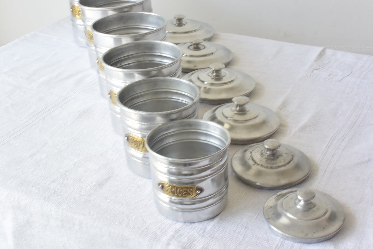 アンティークアルミキャニスター6個セット | 古道具 こころね