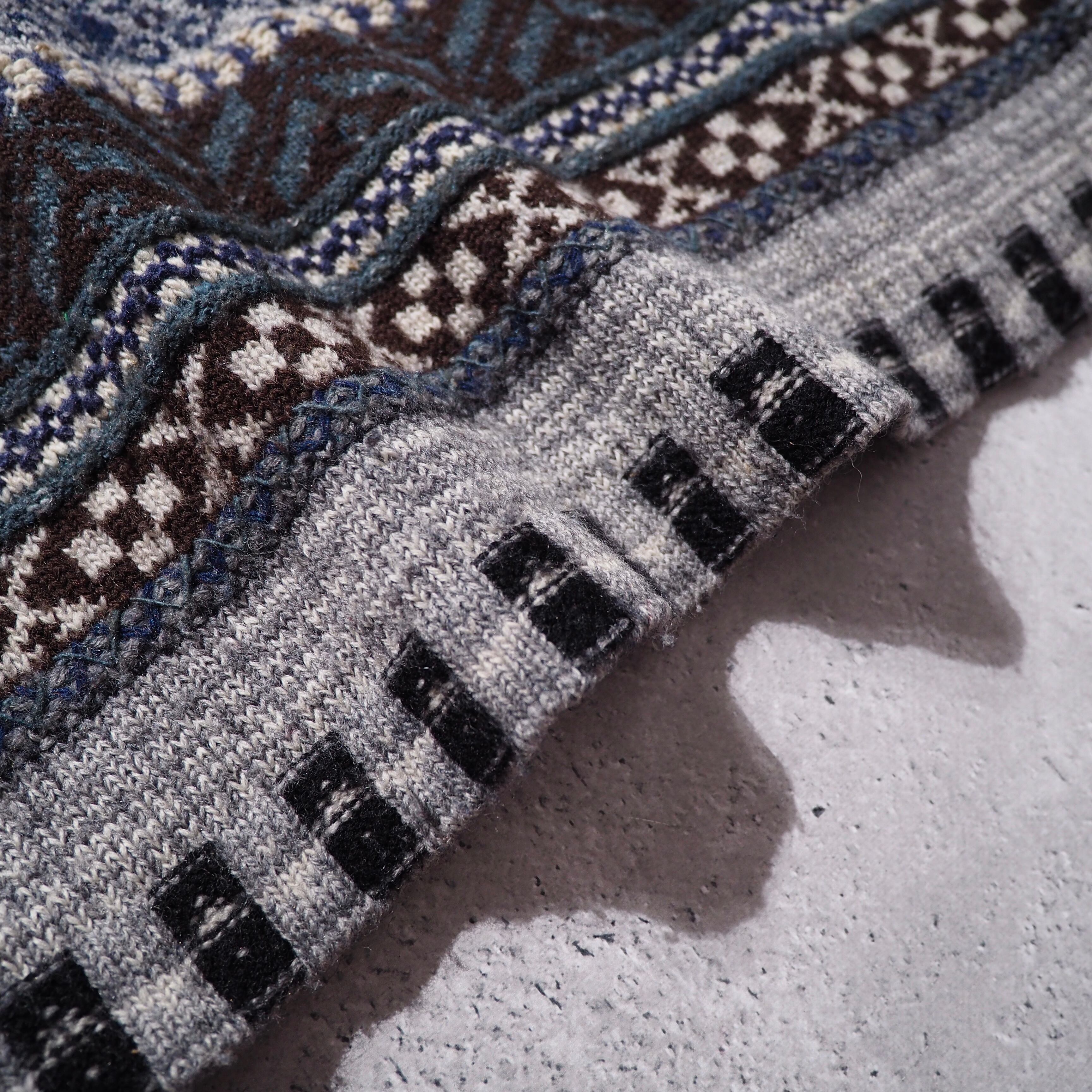 1990s ” KENZO ” Cold Nordic × check pattern combinations vintage knit