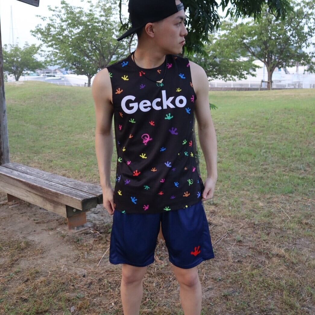 Gecko ノースリーブシャツ カラフル×ホワイト | 野球・ソフトボール