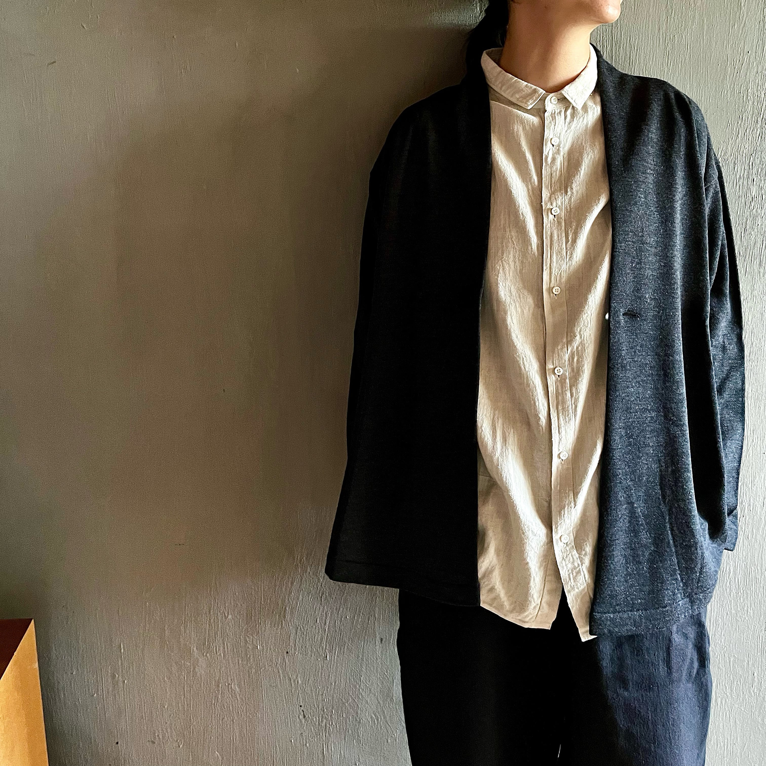 MITTAN｜super120'sウール裏毛カーディガン 墨黒 T-31 | CORNER_122