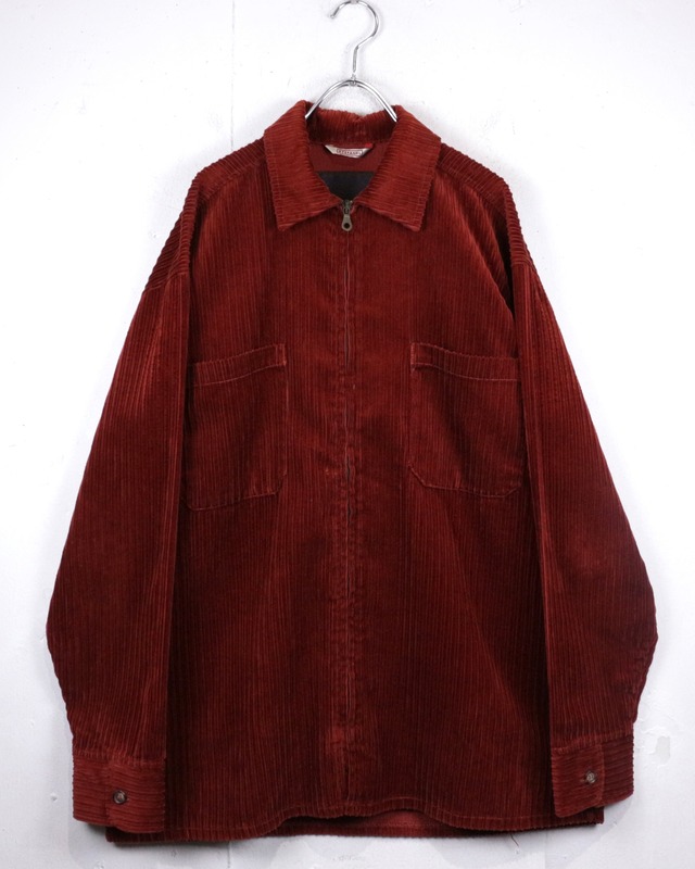 【Caka act2】Pocket Gimmick Vintage Loose Zip Up Corduroy Jacket
