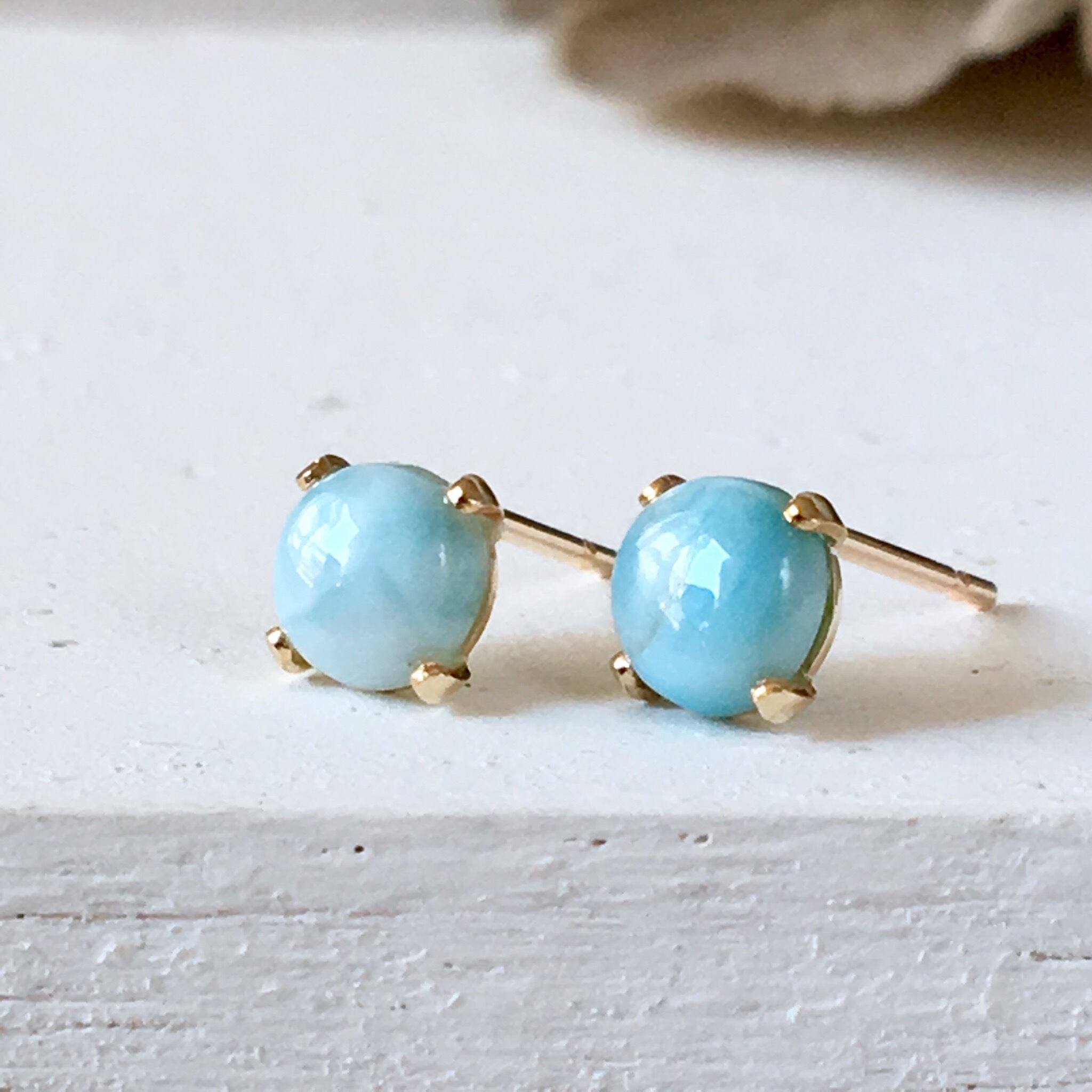 14kgfラリマーピアス/イヤリング 14kgf天然石ラリマーピアス】 | Anemoon handmade jewelry